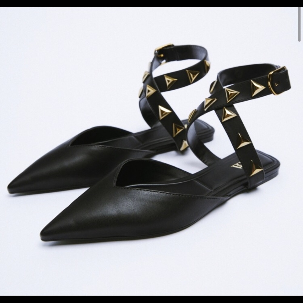 Studded Black Women's Flats